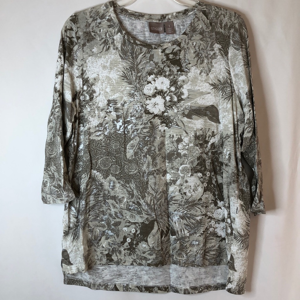 Chico’s Floral Print Hi Lo Top
